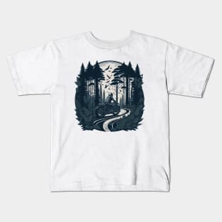 Cafe Racer Ride In Woods Kids T-Shirt